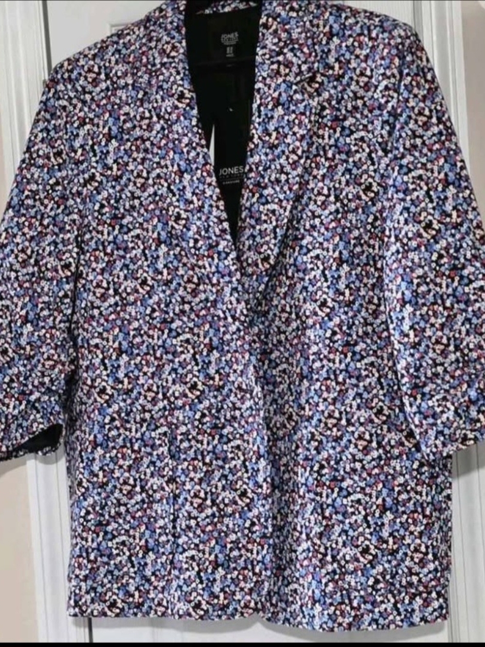 Jones New York Blue Floral Print Blazer